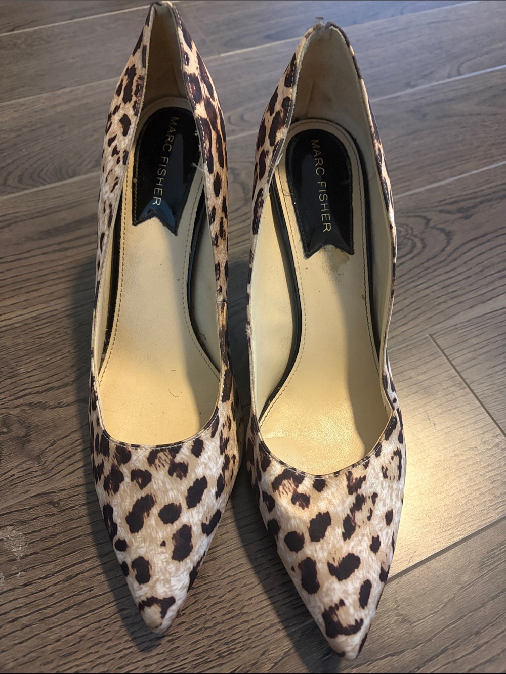 Marc Fisher Leopard-Print Pointed Pumps in Brown and Black